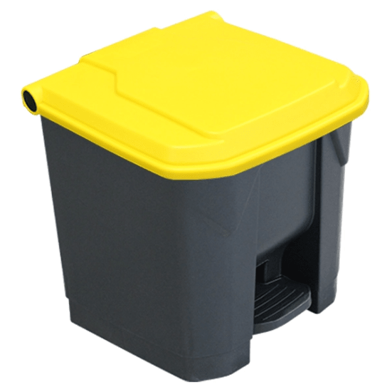 Richmond 30L Pedal Bin with Yellow Lid for easy waste sorting, touch-free operation, and durable HDPE construction.