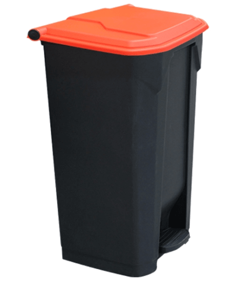 Richmond 100L pedal bin with red lid for touch-free waste disposal, crafted from durable HDPE for homes and offices.