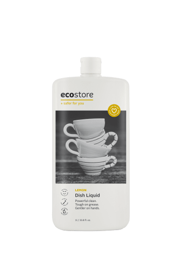 Ecostore Dishwash Liquid Lemon 1L, eco-friendly formula for sparkling dishes, gentle on hands, with refreshing lemon scent.