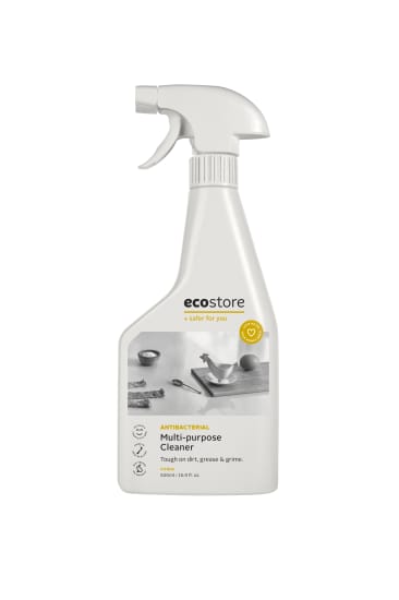 Ecostore MultiPurpose Cleaner in a 500ml trigger bottle, citrus-scented, eco-friendly, antibacterial for various surfaces.
