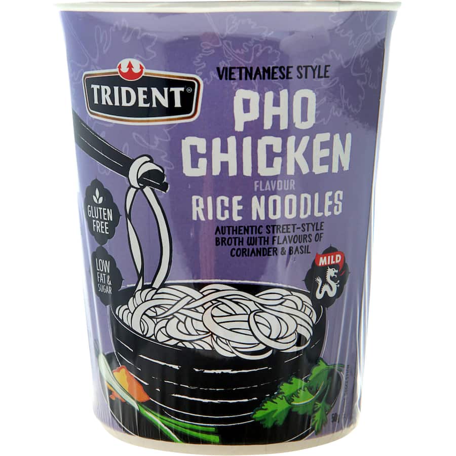 Trident Rice Noodles Pho Chicken Cup 50g