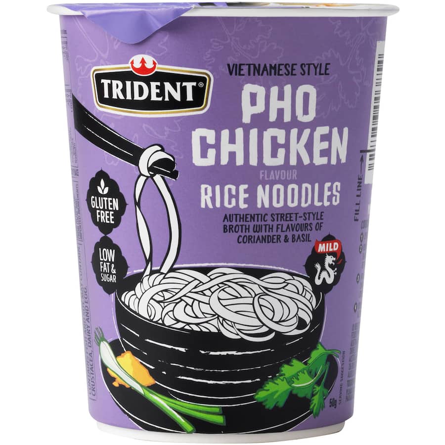 Trident Rice Noodles Pho Chicken Cup 50g
