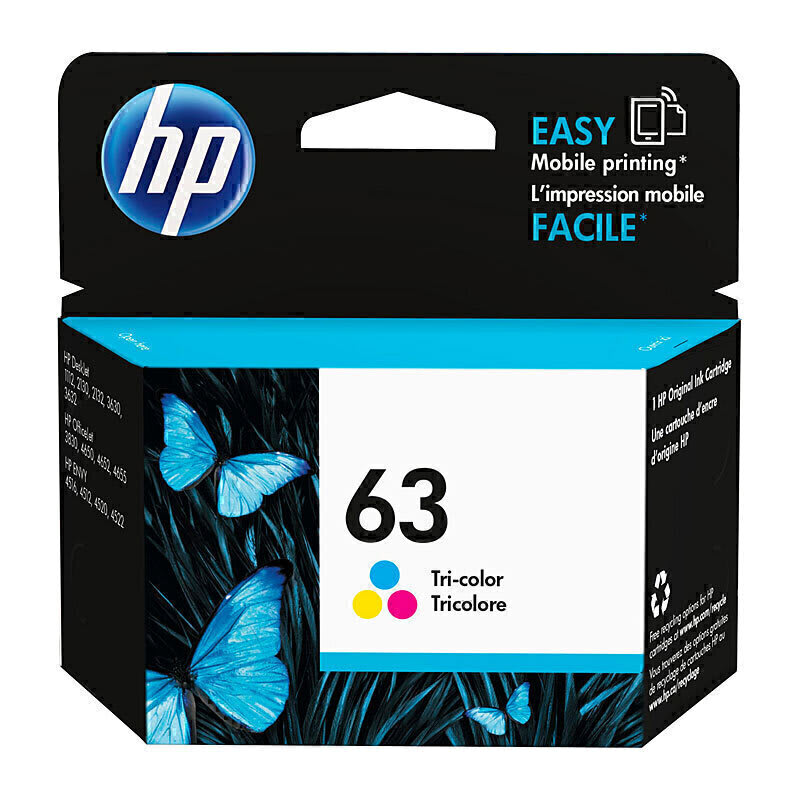 HP 63 Tri Colour Original Ink Cartridge F6U61AA (Each)