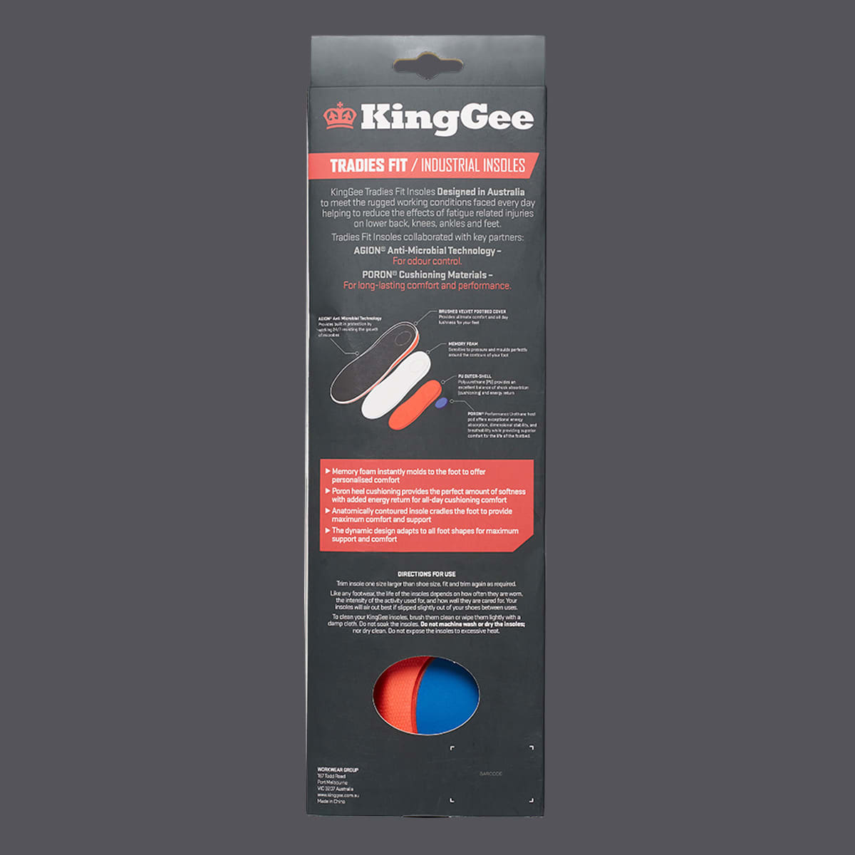 KingGee Tradie Insoles - Black - 6/8