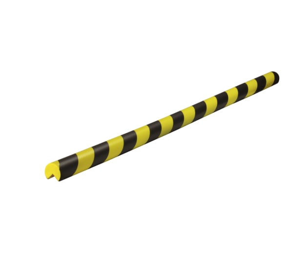 PU Foam Rounded Edge Protection in high-visibility yellow and black, designed to prevent impact injuries on protruding edges.