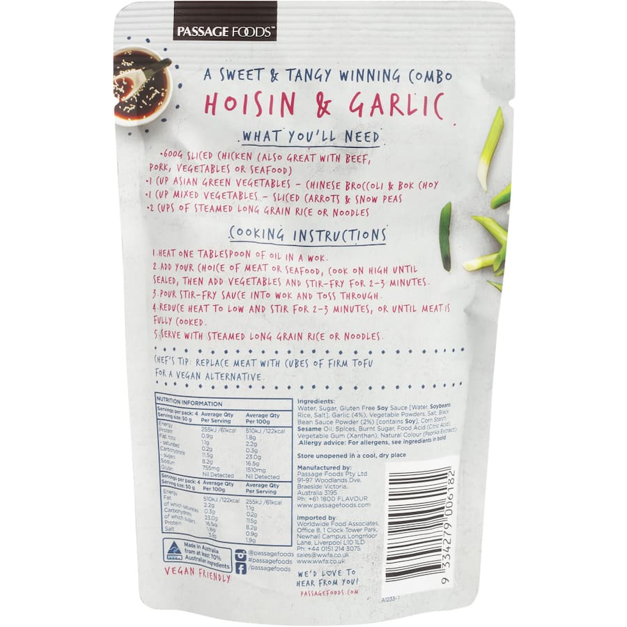 Passage To Asia Stir Fry Sauce Hoisin & Garlic Packet 200g