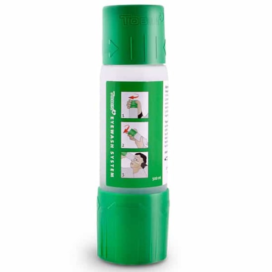 Tobin Freestanding Eyewash Flask - 500ml, portable eyewash station for emergency eye care in compact spaces.