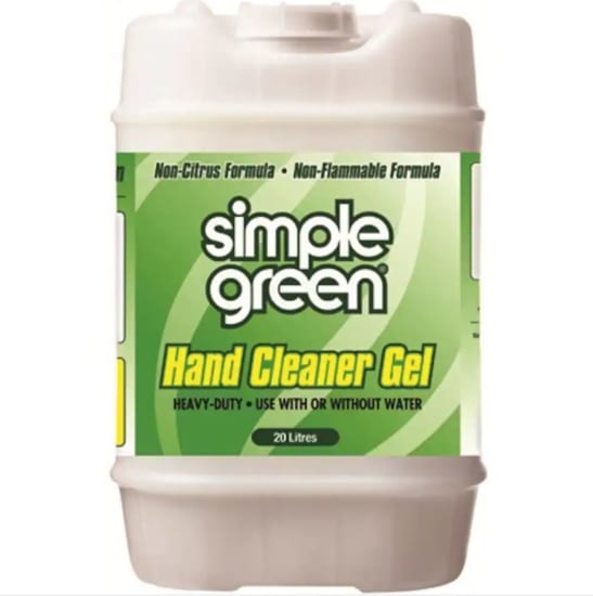Simple Green Heavy Duty Hand Cleaner Gel 20L, a non-toxic, effective gel with pumice for removing tough dirt and odors safely.
