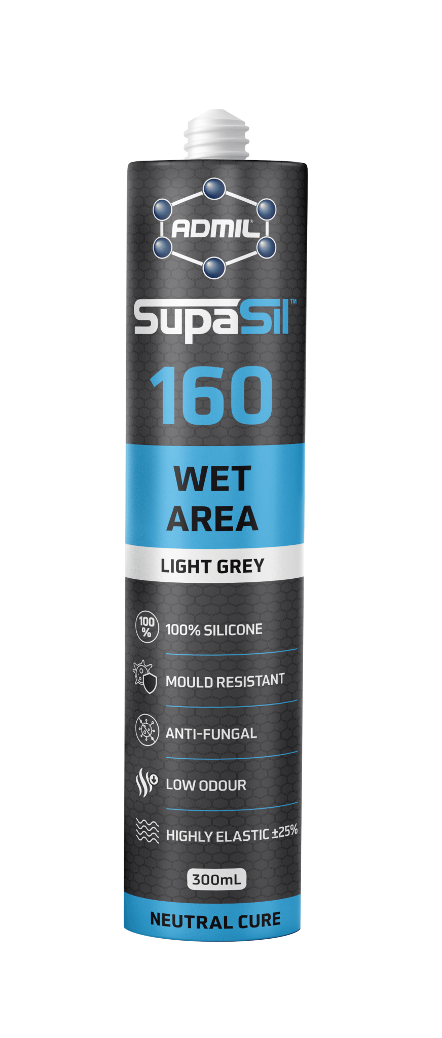 Admil SupaSil 160 Wet Area Light Grey 300ml