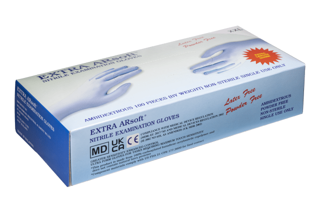 Extra ARSoft Nitrile Gloves Powder Free Blue 300mm, (Pack of 100) - - XL