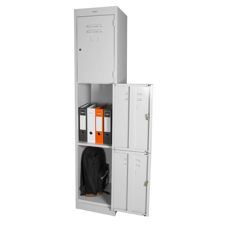 3 Door locker Padlatch Silver Grey 305mm Wide - Steelco