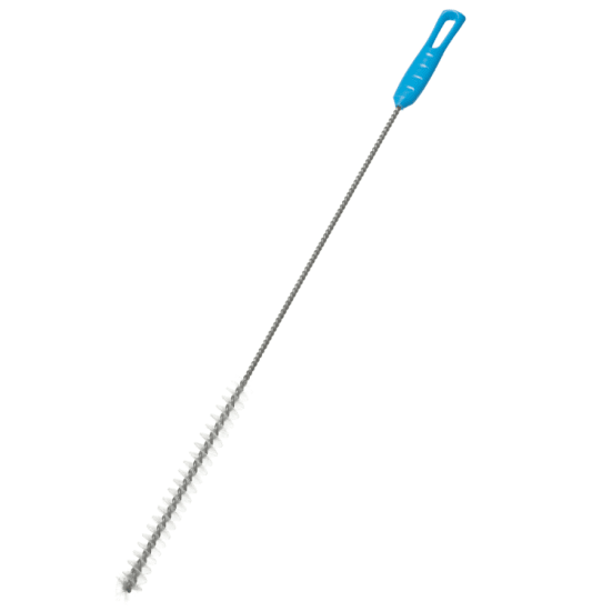 Browns Nylon Fill Spout Brush 12mm, 350mm long, designed for cleaning narrow bottles and spouts with a durable fan tip.