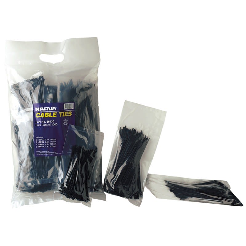 Narva Cable Tie Bulk Pack 10 packs of 100