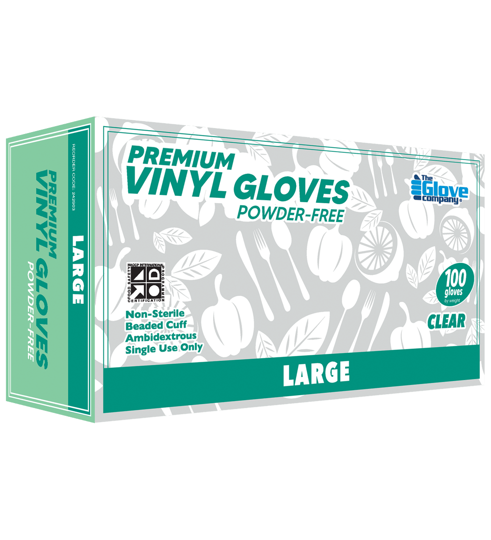 TGC Premium Vinyl Gloves Powder Free Clear S-XL (Pack of 100) - Clear - L