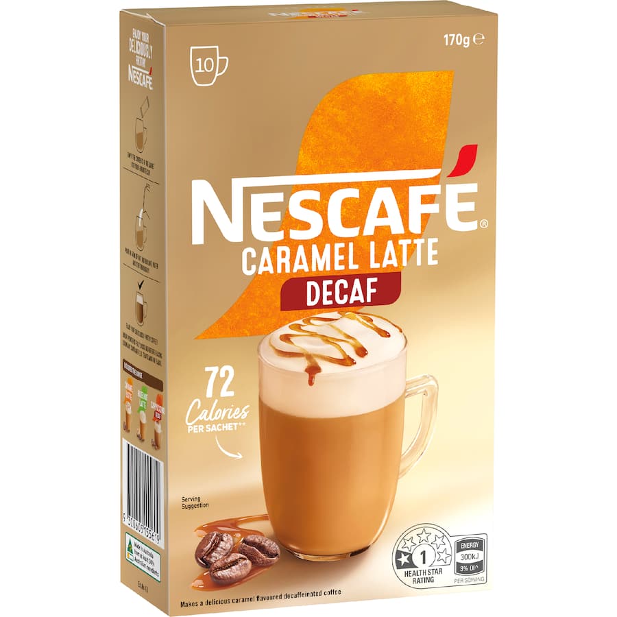 Nescafé Coffee Sachets Caramel Latte Decaf 10pack 170g