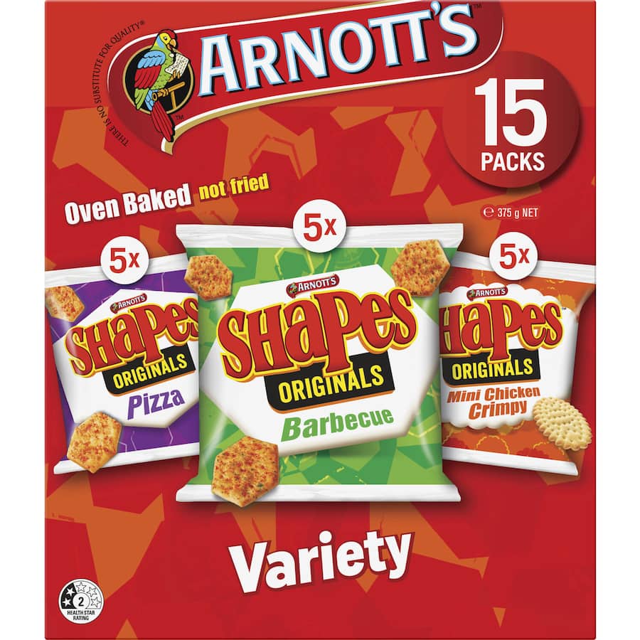 Arnotts Shapes Sensations Crackers Multipack Variety 375g 15pack