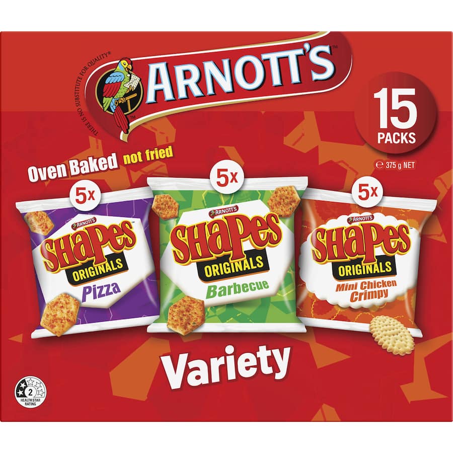 Arnotts Shapes Sensations Crackers Multipack Variety 375g 15pack