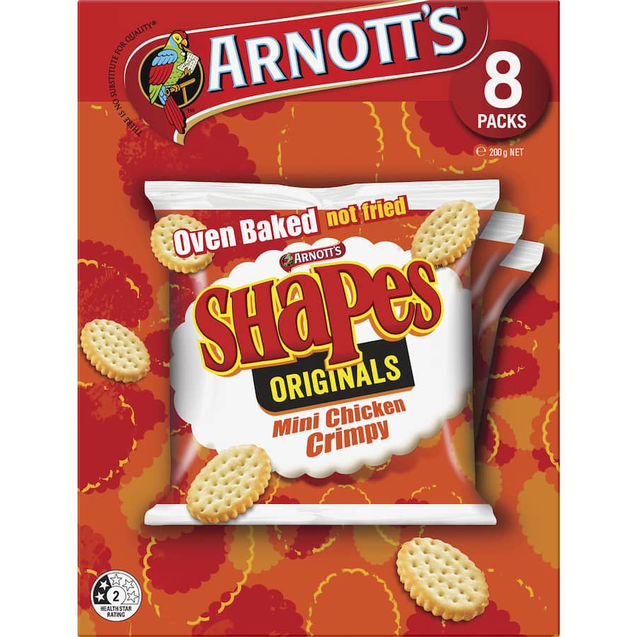 Arnotts Shapes Crackers Mini Chicken Crimpy 200g Multipack 8pack