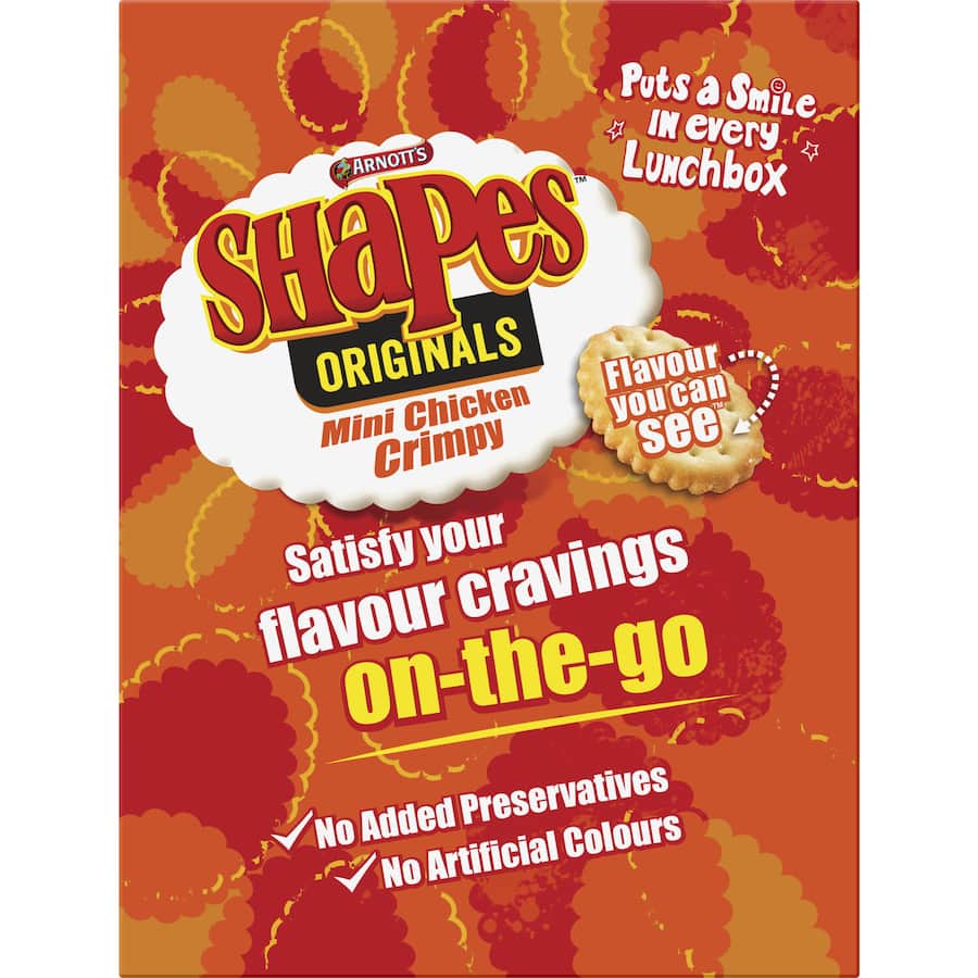 Arnotts Shapes Crackers Mini Chicken Crimpy 200g Multipack 8pack