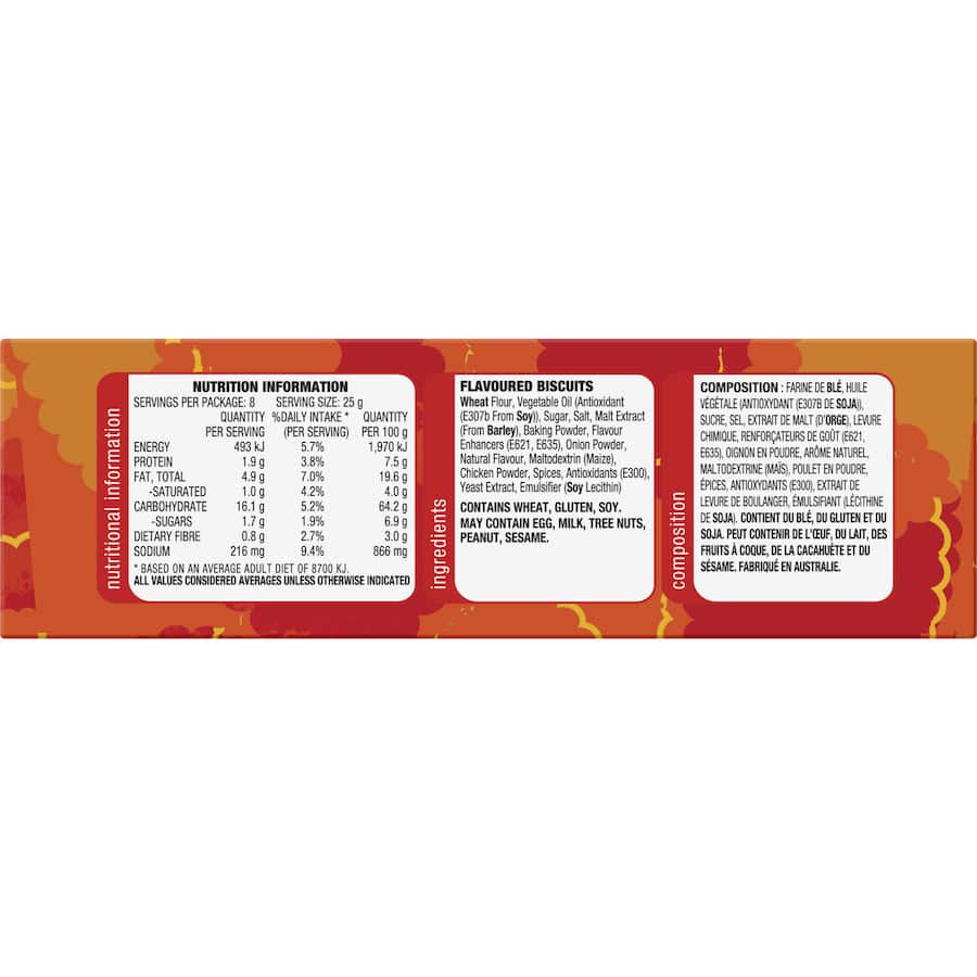 Arnotts Shapes Crackers Mini Chicken Crimpy 200g Multipack 8pack