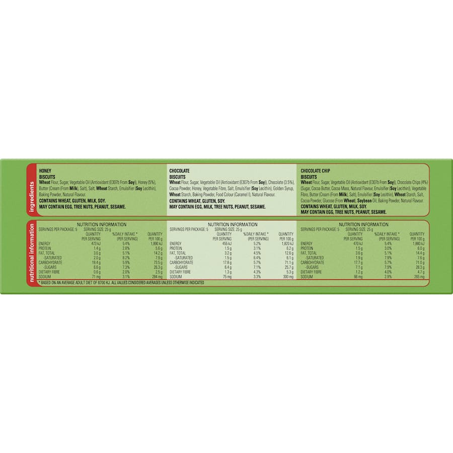 Arnotts Tiny Teddy Plain Biscuits Variety Pak 375g 15pack