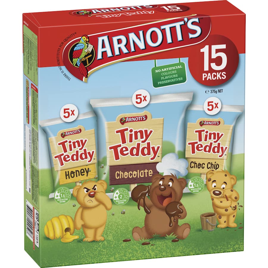 Arnotts Tiny Teddy Plain Biscuits Variety Pak 375g 15pack