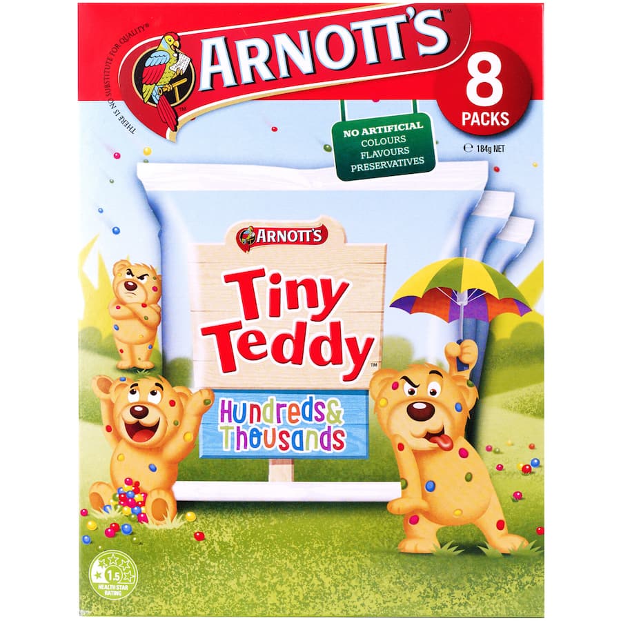 Arnotts Tiny Teddy Biscuits 100s & 1000s 184g Multipack 8pack