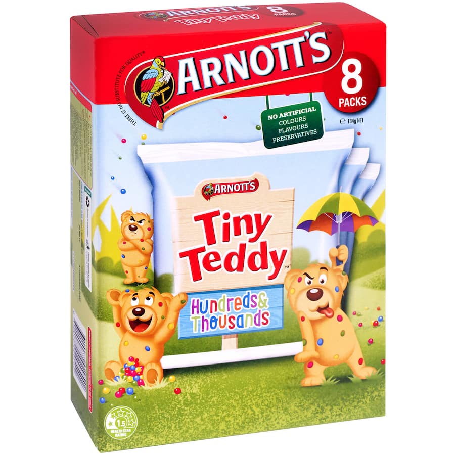 Arnotts Tiny Teddy Biscuits 100s & 1000s 184g Multipack 8pack