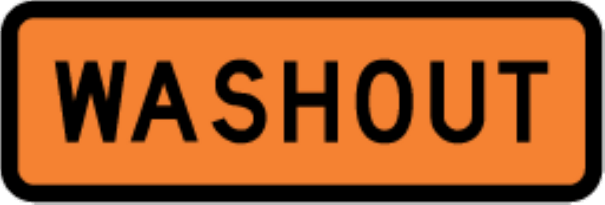 Road Works Sign | Washout W900mm x H300mm (Single Sided)