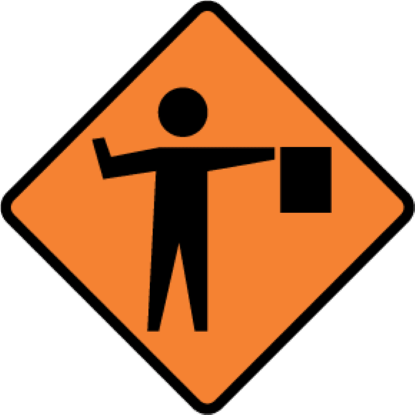 Road Works Sign | Manual Traffic Control W750mm x H750mm - Standard