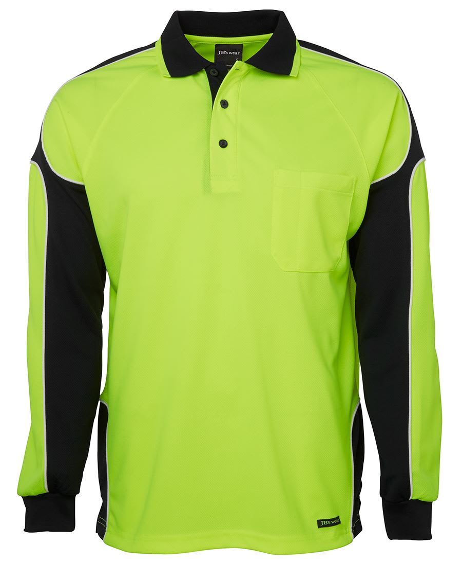JB's Wear, Hi Vis Arm Panel Polo, 6AP4L - Lime/Black (Size: S)