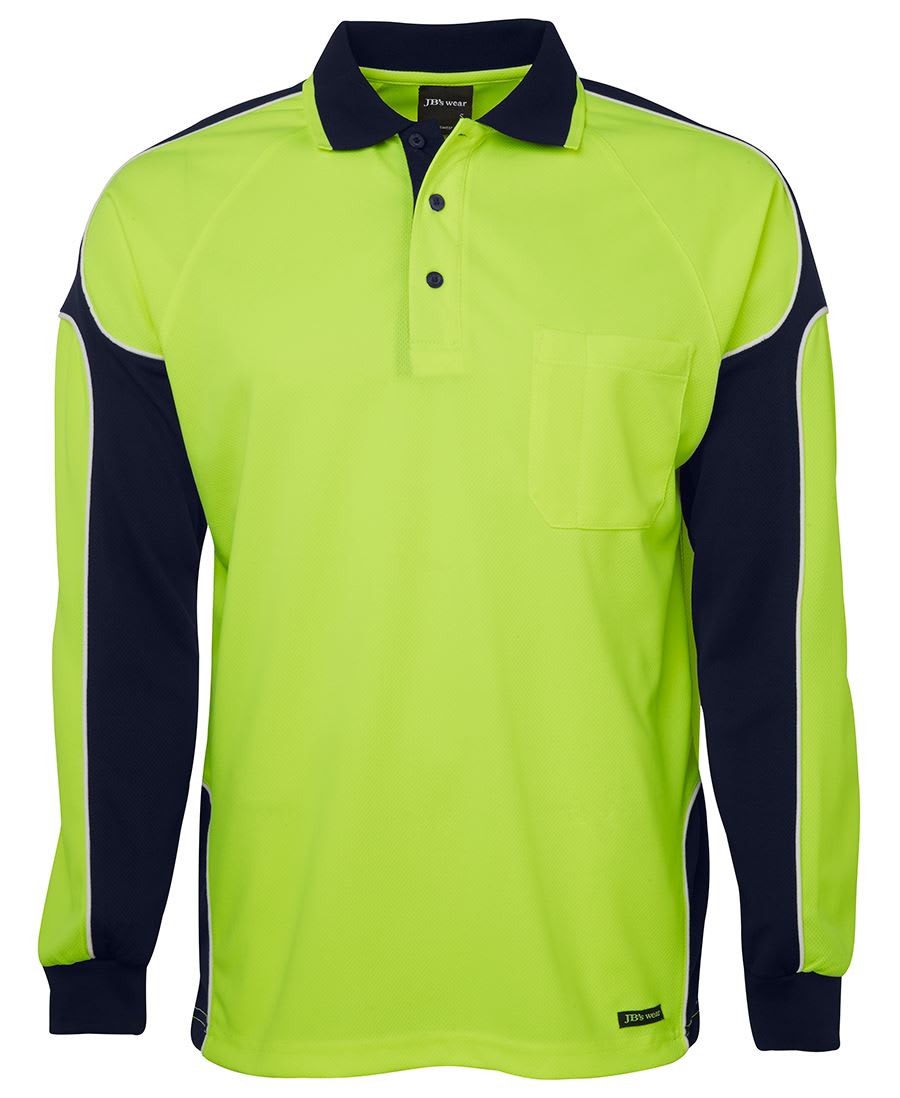 JB's Wear, Hi Vis Arm Panel Polo, 6AP4L - Lime/Navy (Size: S)