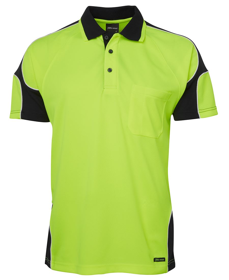 JB's Wear, Hi Vis Arm Panel Polo, 6AP4S - Lime/Black (Size: XL)