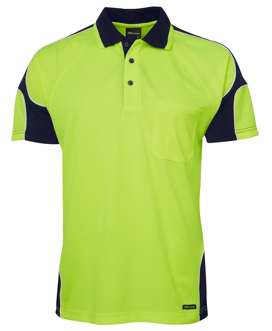 JB's Wear, Hi Vis Arm Panel Polo, 6AP4S - Lime/Navy (Size: M)
