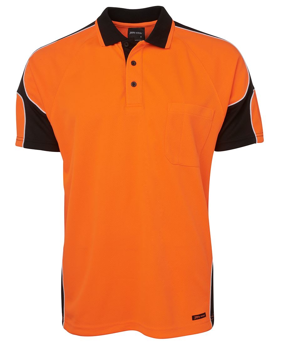 JB's Wear, Hi Vis Arm Panel Polo, 6AP4S - Orange/Black (Size: 4XL)