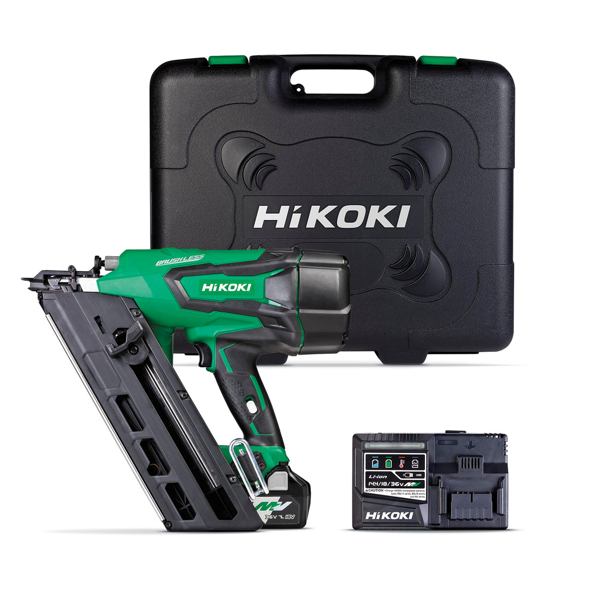 HiKOKI 18V Gasless Cordless Framing Nailer 90mm With 1 Multi Volt Battery (Kit)