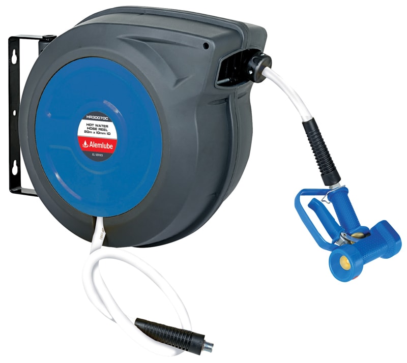 Alemlube EL Series Hot Water Hose Reel With Nozzle 10mm x 20m (Each)