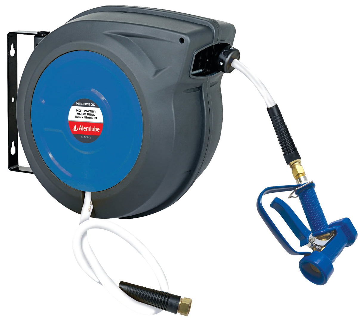 Alemlube EL Series Hot Water Hose Reel With Nozzle 12mm x 15m (Each)