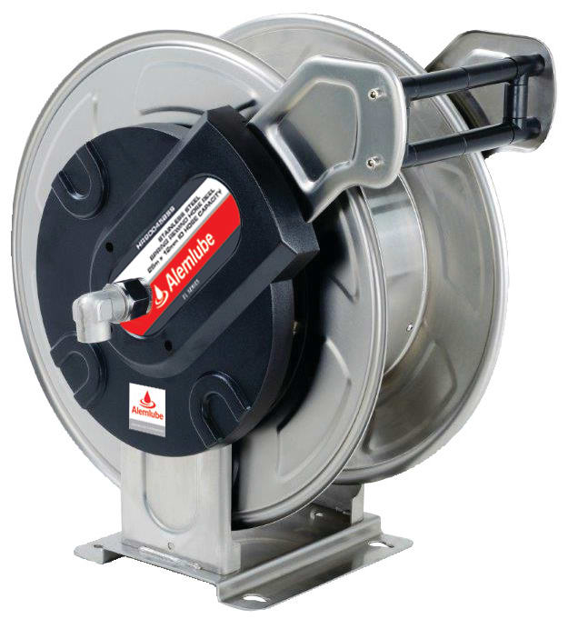 Alemlube EL Series SS304 Air/Water Bare Hose Reel 12mm x 25m Capacity (Each)