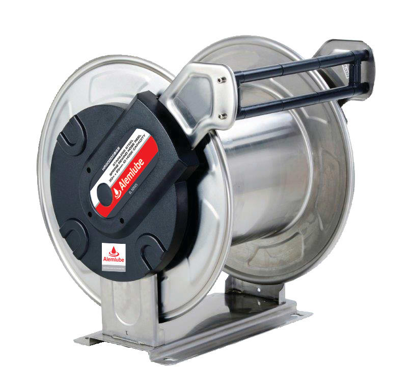 Alemlube EL Series SS304 Air/Water Bare Hose Reel 25mm x 30m Capacity (Each)