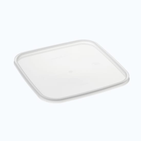 Clear polypropylene lids for Bonson storage containers, ensuring leak resistance and easy stacking for food storage.