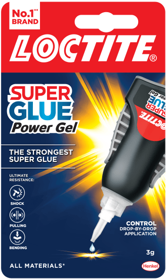 LOCTITE Super Glue Power Gel Control-3g tube showcasing precise, strong adhesive for versatile materials and easy application.