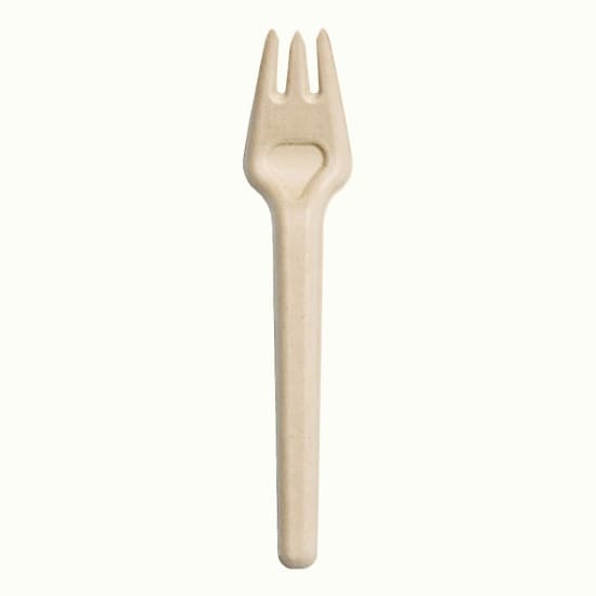 Eco-friendly sugarcane cutlery fork, 165mm, biodegradable, stylish, strong, perfect for all dining needs, 100-pack.
