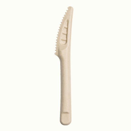 Eco-friendly sugarcane knife, 165mm, 100-pack, stylish and robust, perfect for various food service needs.