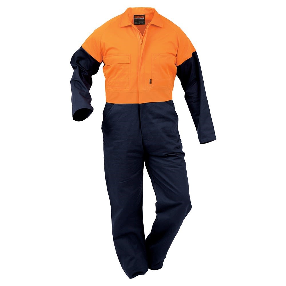 Bison, Hi Vis Zip Overall, 431021 - Orange/Navy - 88
