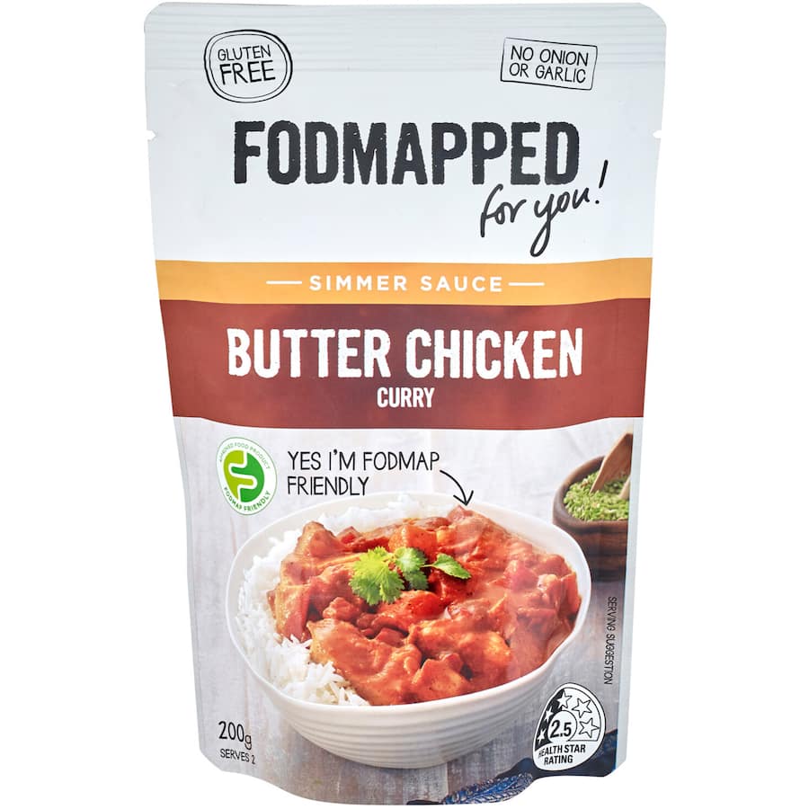 Fodmapped Simmer Sauce Butter Chicken Gluten Free Pouch 200g