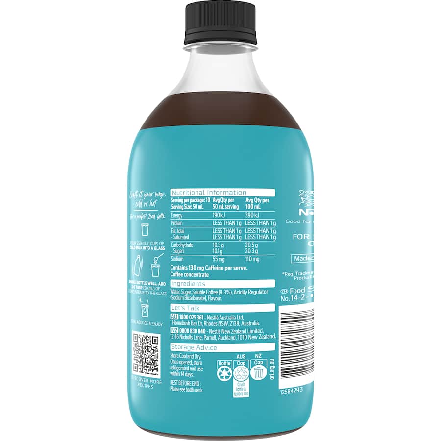 Nescafé Espresso Coffee Concentrate Sweet Vanilla Bottle 500mL