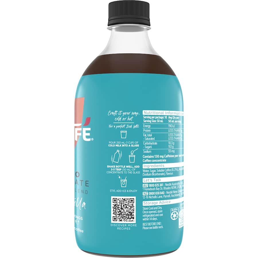 Nescafé Espresso Coffee Concentrate Sweet Vanilla Bottle 500mL