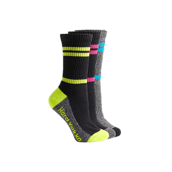 Hard Yakka Women's Crew 3 Pack Work Sock (Y20120) - mixed colour