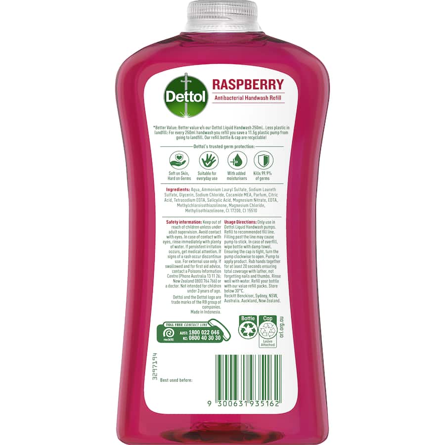 Dettol Hand Wash Refill Raspberry 950mL